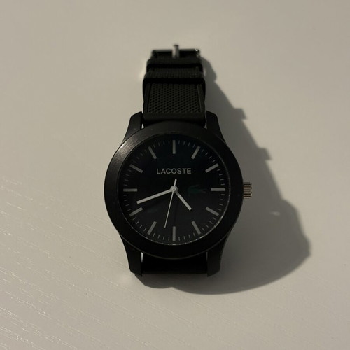 Lacoste all-black watch with silicone strap