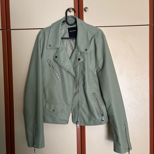 Pink Woman leather jacket used, green, size L