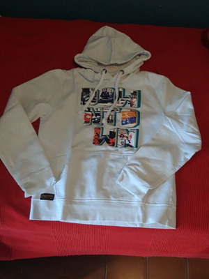 Men's sweatshirt with hood and Sprider print like new, white XL