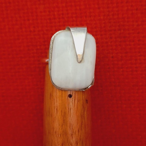 Handmade silver ring 925 with white semi-precious stone open