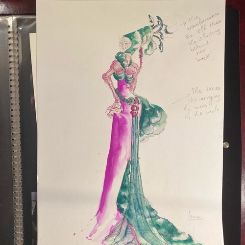 Theatrical costume design used, watercolor on A3 paper
