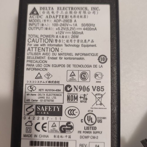 Delta Electronics power supply used, model ADP-29EB A