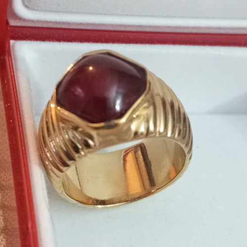 Vintage Russian Gold-Plated Ring with Ruby-Type Glass Stone, Size 54 used