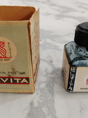 Elvita vintage glass ink bottle 1950s