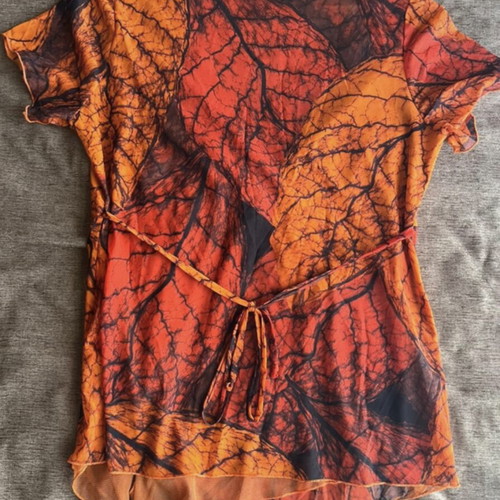 Orange blouse like new, mosquito net fabric, size XL