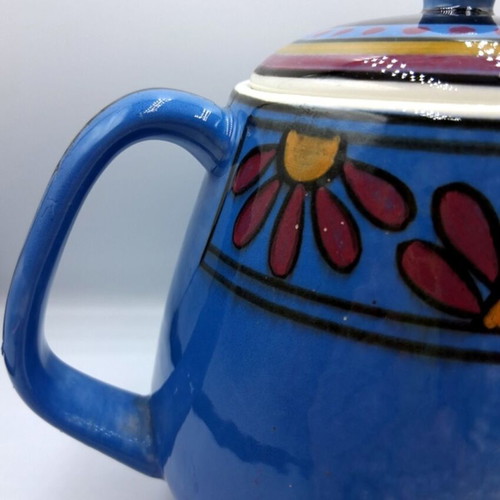 Vintage blue ceramic teapot Keramikos like new