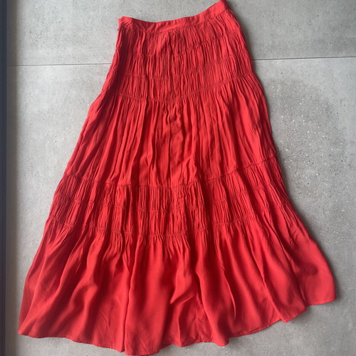 M&S women's red long skirt, size XS / 34