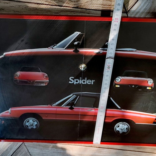 Alfa Romeo Spider retro car poster, framed with protective glass