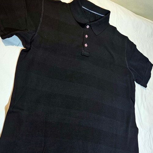 Men's black striped T-shirt, size L, cotton