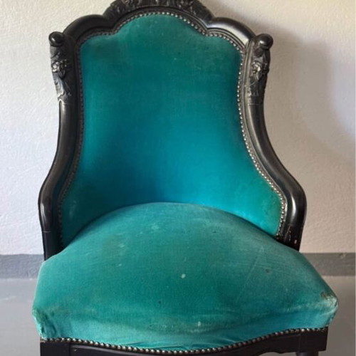 Vintage armchair with velvet upholstery
