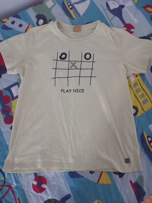 Funky short-sleeve yellow cotton t-shirt like new, size 152 cm