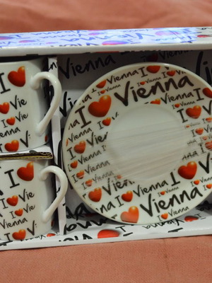 Collectible set of 2 espesso coffee cups from Vienna, new