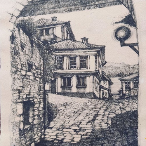 Traditional Ohrid Landscapes on Handmade Paper, Set of 3 Posters