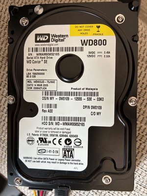 Western Digital 80GB SATA HDD WD800JD used for Retro PC