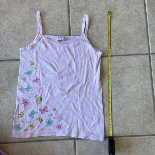 Children's pink tank top with designs used