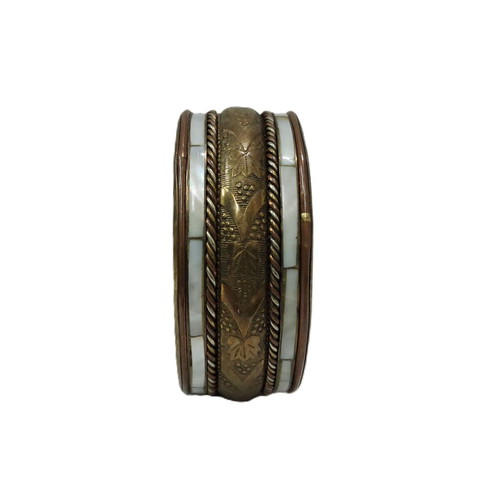Vintage brass bracelet used with mother of pearl inlays