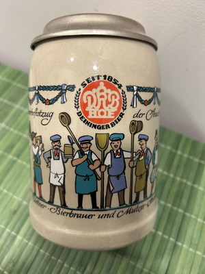 Deininger Bier German Beer Stein with Metal Lid like new