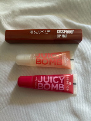 Elixir waterproof lipstick and 2 used lip glosses
