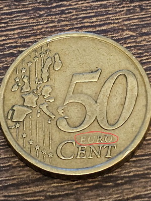 Coin 0.50€ euro 2002 Italy used with error