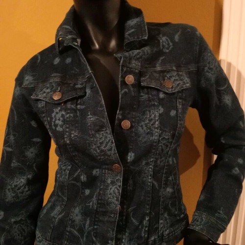 Laura Ashley jean jacket new, size UK 8, blue with floral pattern