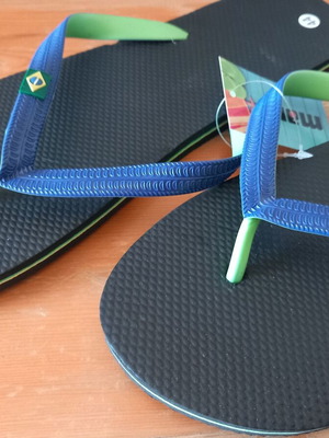 Mares flip flops new, sizes 44 and 46, black with blue-green strap