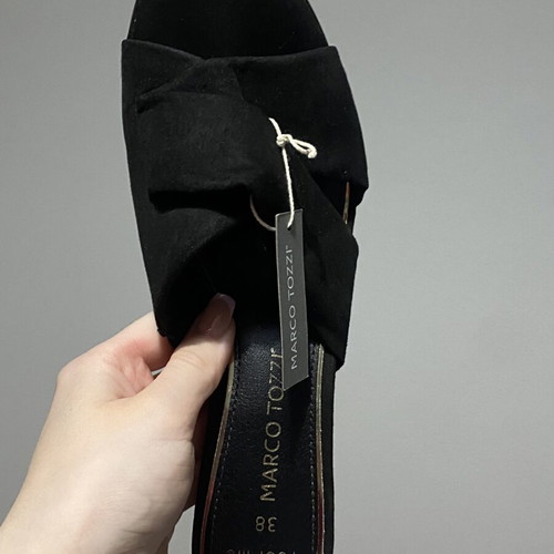 Marco Tozzi mules new, suede, size 38, black