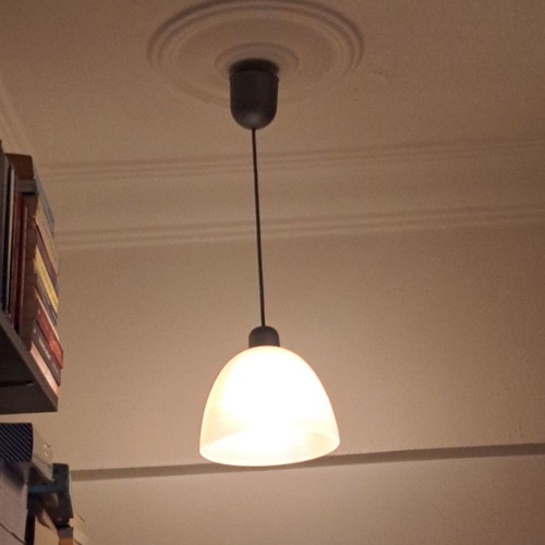 Ceiling light used, transparent glass, 18 cm diameter