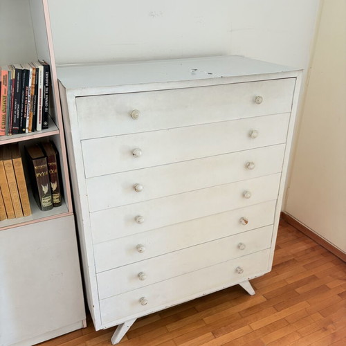 Large solid wood chest of drawers used, 7 drawers