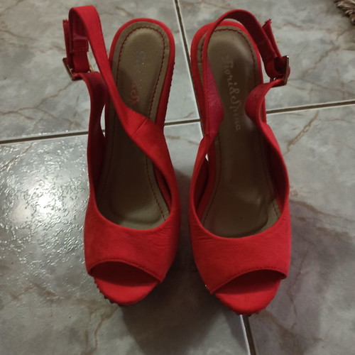 Coral platforms new, size 37, 15cm height with strass and studs