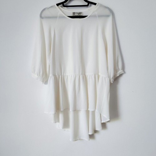 Moutaki white blouse with 3/4 sleeves, size M