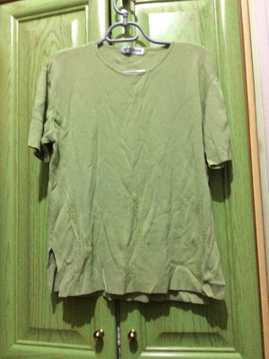 Green yarn blouse used, extra large, breathable