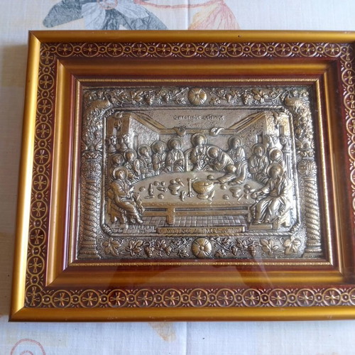 Large Silver-Plated Last Supper Icon 35x42 cm, used