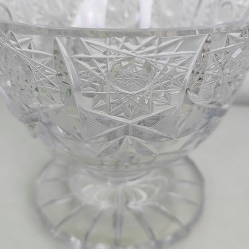 Crystal bowl with foot used, elegant engraved design