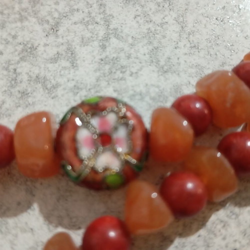 Necklace with unique stones, new, orange
