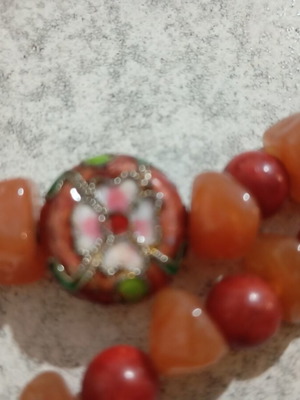 Necklace with unique stones, new, orange