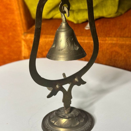 Vintage brass decorative table bell used, missing clapper