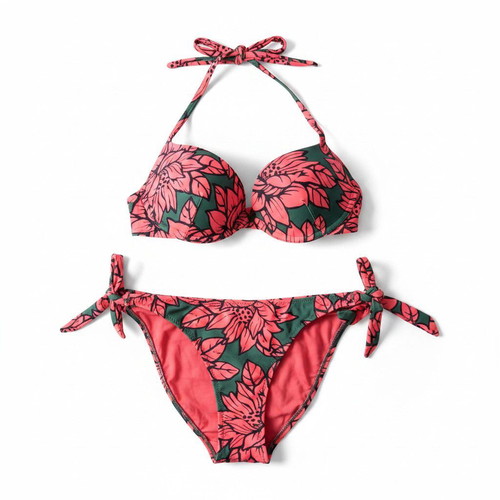 United Colors of Benetton floral bikini set, pink and green, XS