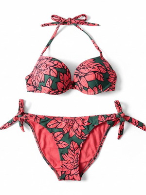 United Colors of Benetton floral bikini set, pink and green, XS