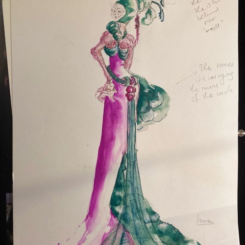Theatrical costume design used, watercolor on A3 paper