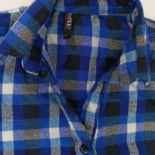 Plaid shirt blue and grey like new with 3/4 sleeves