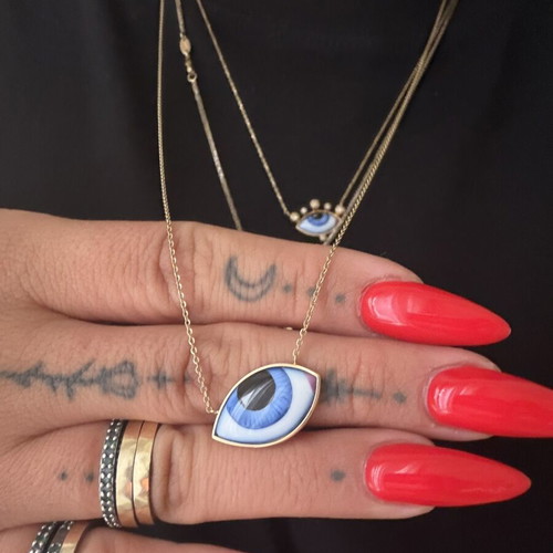Lito gold 14k necklace with double eye, like new