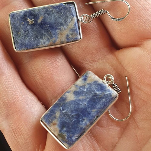 Sodalite earrings new, silver plated 925, blue