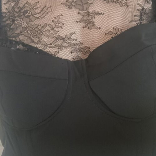 Lace bust blouse new, Zara, black, large/xl with zipper repair needed