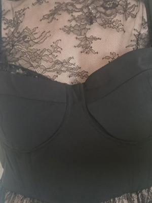 Μπλούζα μπούστο δαντέλα καινούργιο, Zara, μαύρο, large/xl με φερμουάρ για αλλαγή