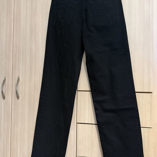 Zara black denim pants size 40 like new with sparkly details