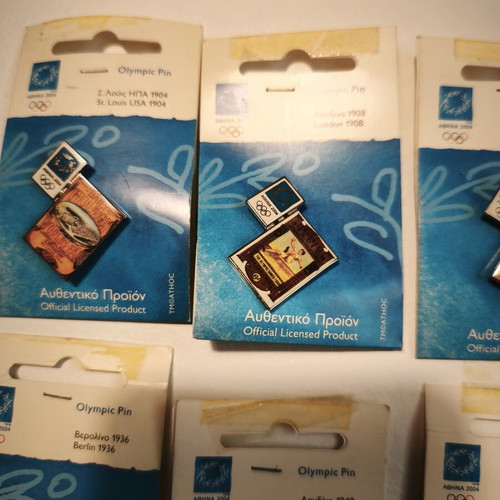 Athens 2004 Olympic lapel pins set of 15, authentic, sealed