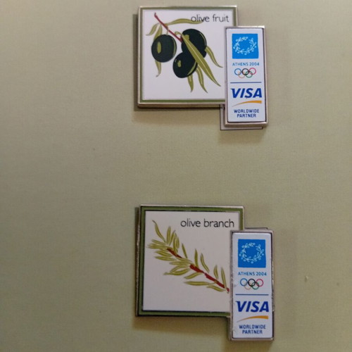 Athens 2004 Visa Pins Collectible Set, like new, 6 pieces