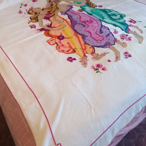 Handmade needlepoint like new, romantic design