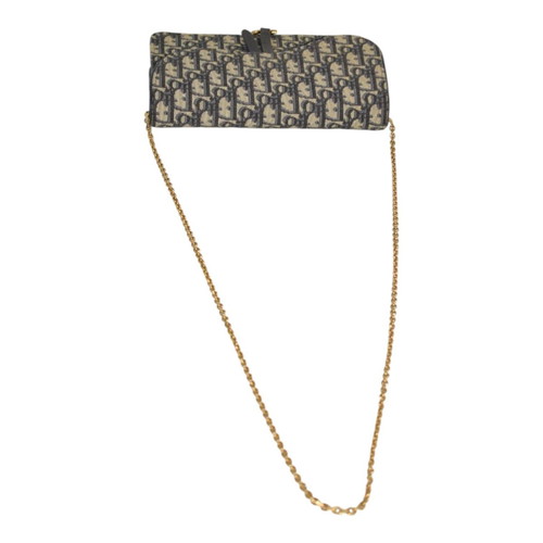Christian Dior Blue Oblique Jacquard Wallet on Chain