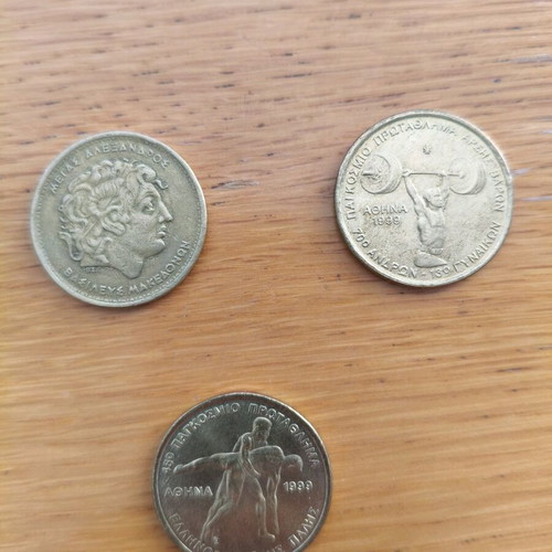 100 Drachma Coins used, collectible pack of 3